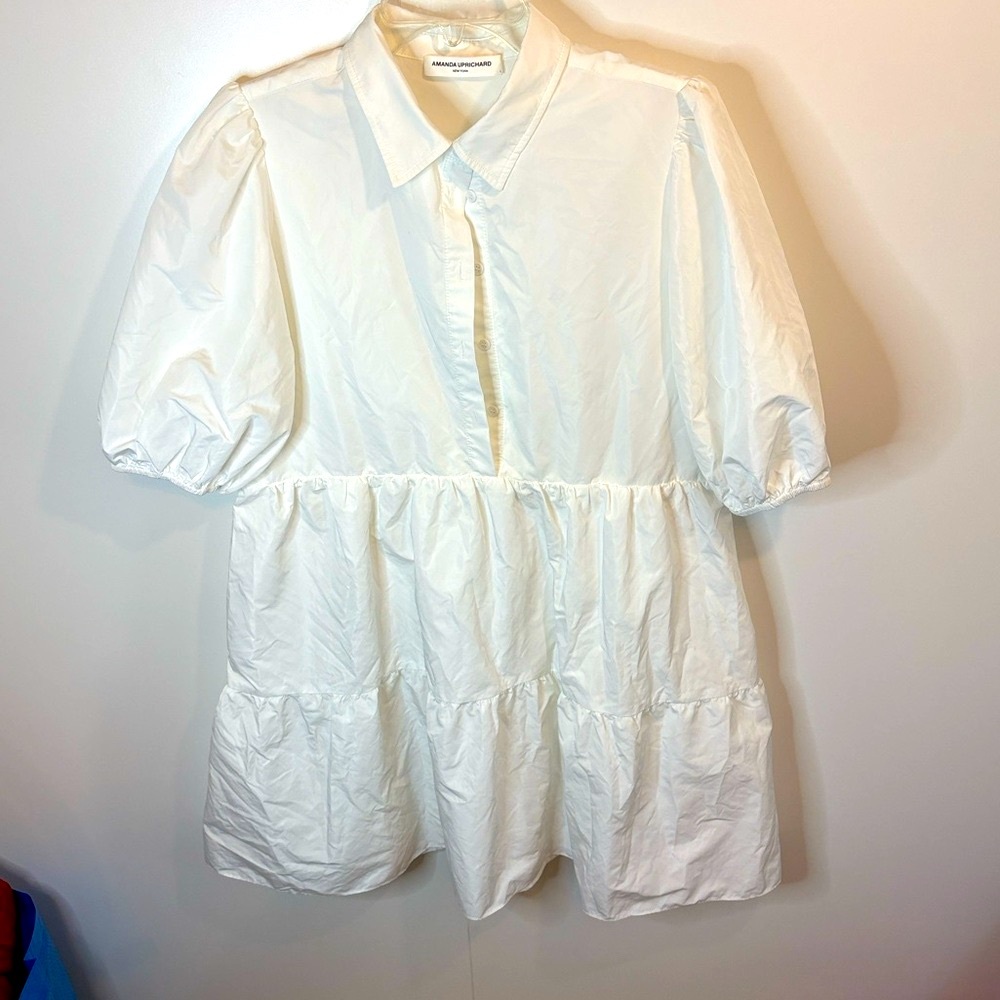 Amanda Uprichard White Babydoll Mini Dress